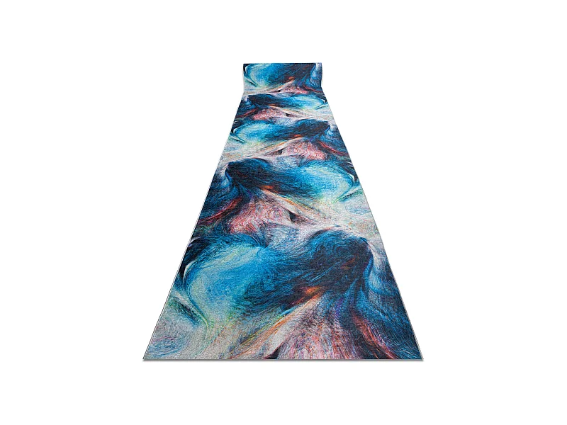 Vloerbekleding met rubber bekleed LOTUS COLOR 36500 Abstractie blauw / 60x1000 cm