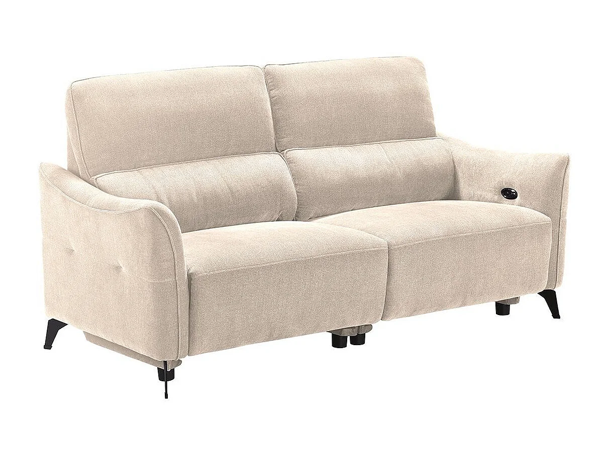 Ensemble Canapé relax électrique + canapé fixe tissu Waterproof Beige - BURGOS
