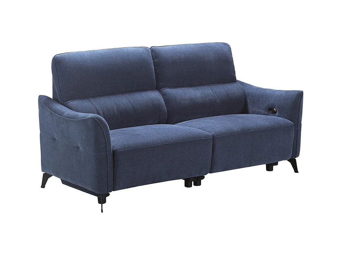 Ensemble Canapé relax électrique 3pl + canapé fixe tissu Waterproof Bleu - BURGOS