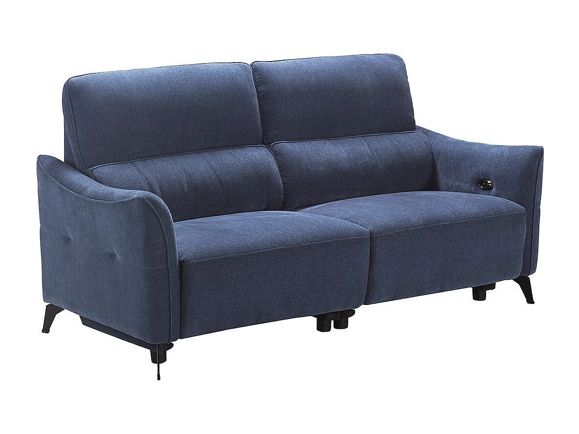 Ensemble Canapé relax électrique 3pl + canapé fixe tissu Waterproof Bleu - BURGOS