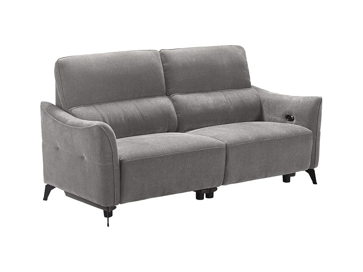 Ensemble Canapé relax électrique + canapé fixe tissu Waterproof Gris - BURGOS