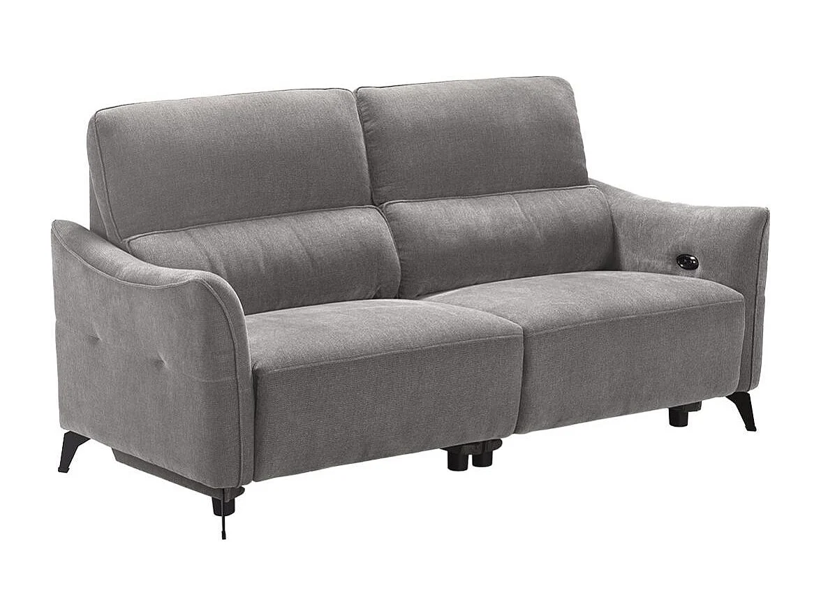 Ensemble Canapé relax électrique + canapé fixe tissu Waterproof Gris - BURGOS