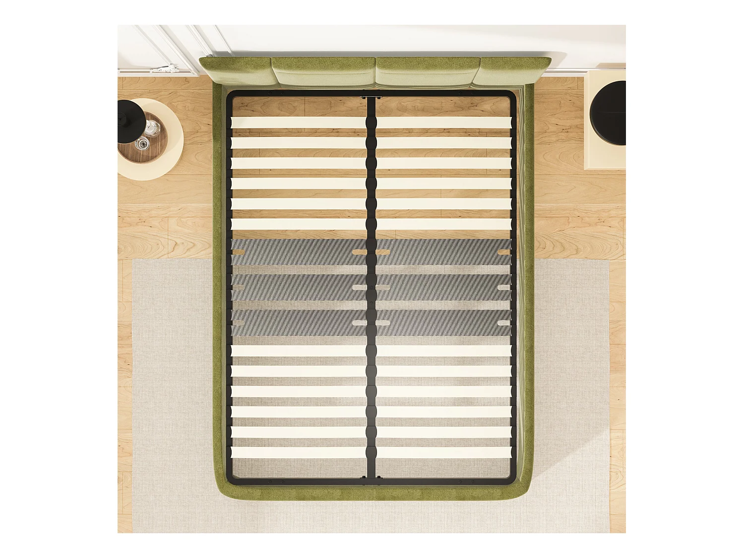 Cadre lattes 140x190 cm, 2x15 Lattes Peuplier Naturel