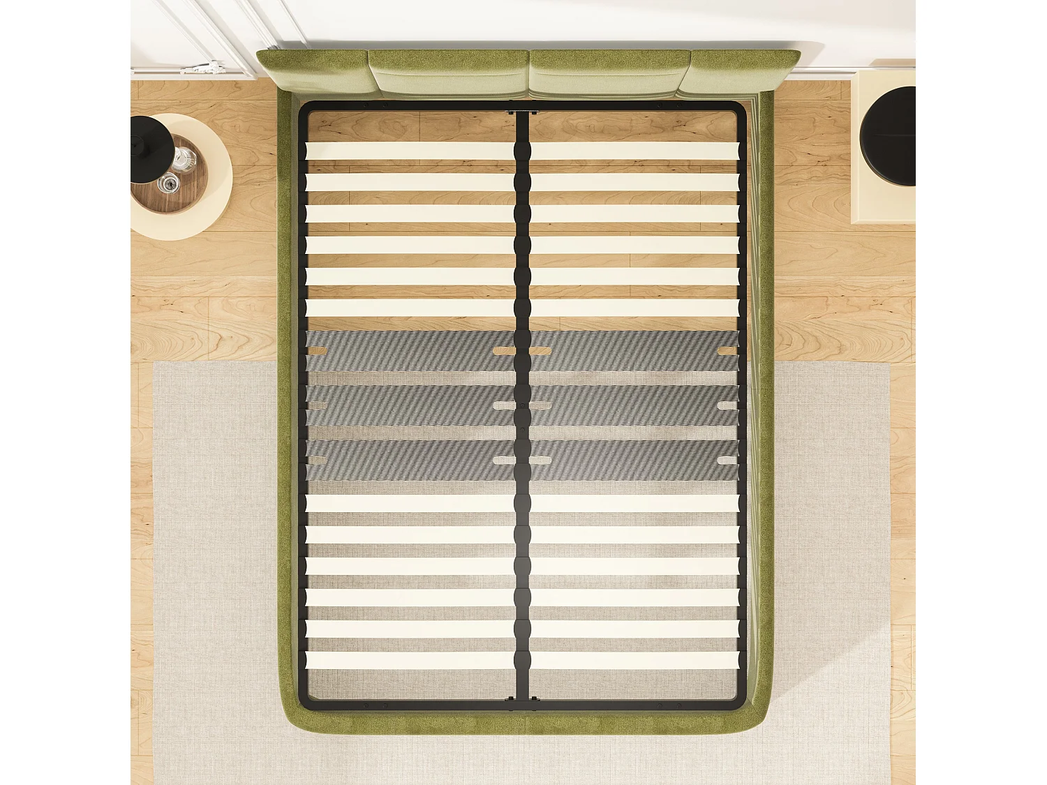 Cadre lattes 140x190 cm, 2x15 Lattes Peuplier Naturel