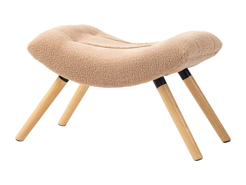 Pouf moderne avec pieds en bois, tissu en fleece, multifonction, brun (67x45x38 cm)