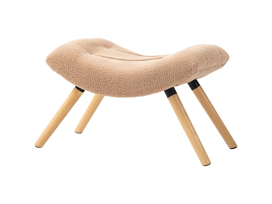 Pouf moderne avec pieds en bois, tissu en fleece, multifonction, brun (67x45x38 cm)