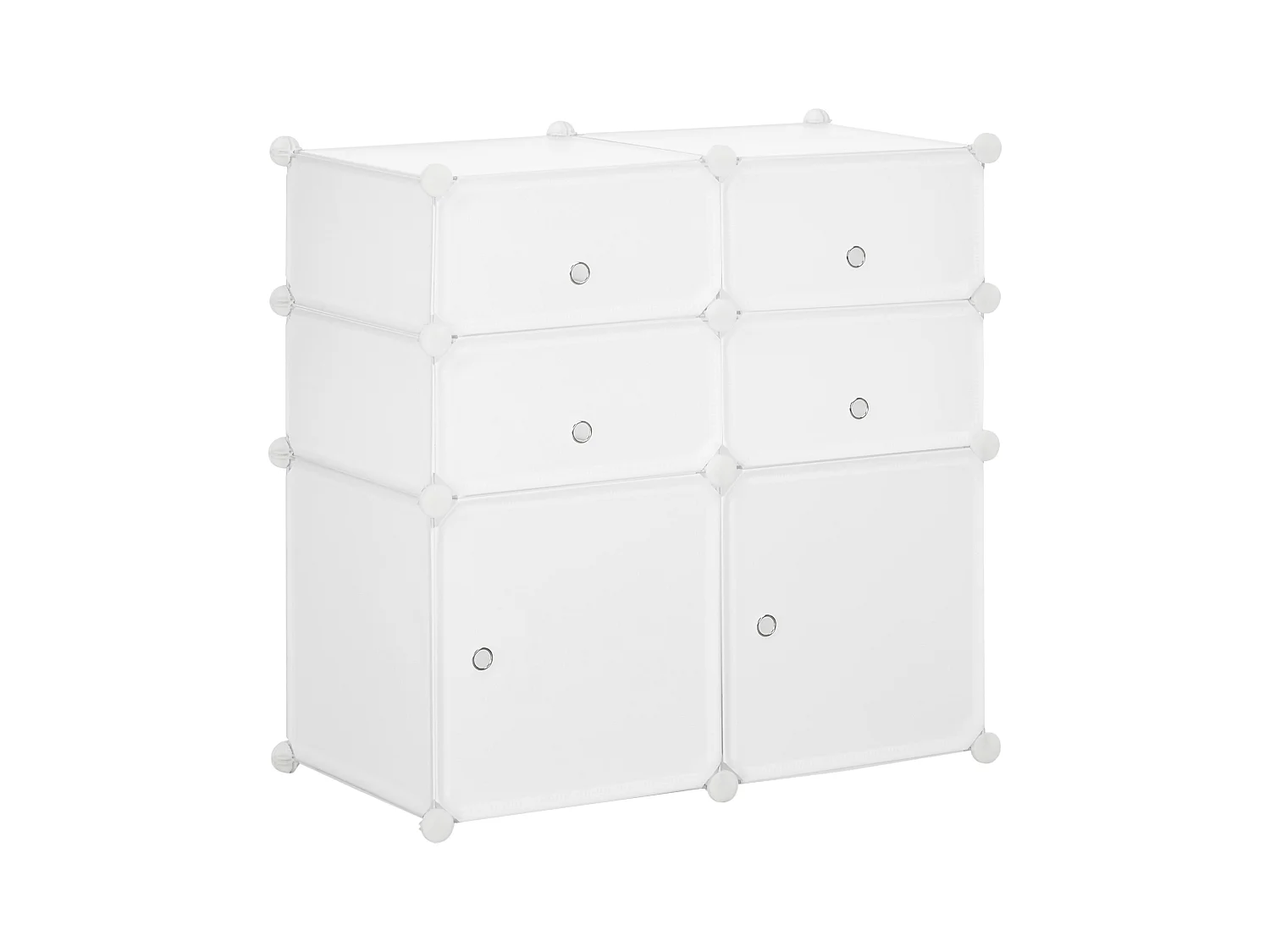 Meuble à chaussures avec 6 compartiments modulables, PP et métal, blanc, (75x37x73 cm)