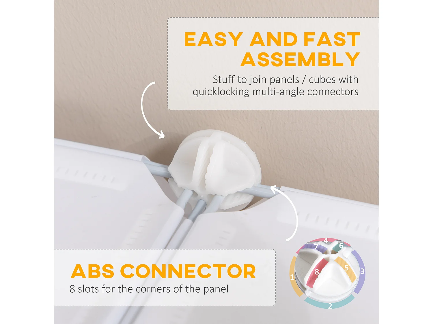 Scarpiera con 6 scomparti modulari, PP e metallo, bianco, (75x37x73 cm)