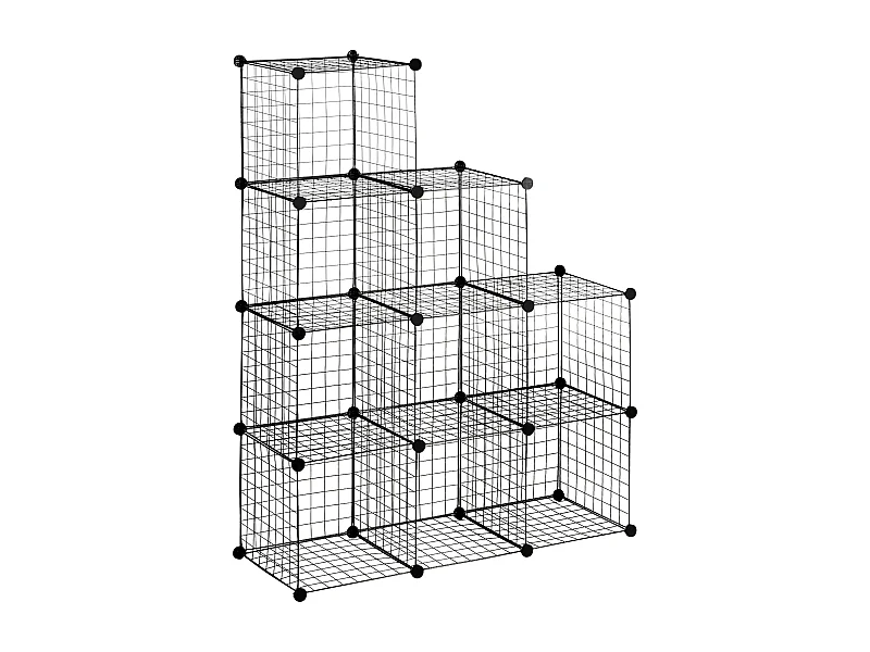 Bibliothèque modulaire en métal, 9 compartiments, noir (109x37x109 cm)