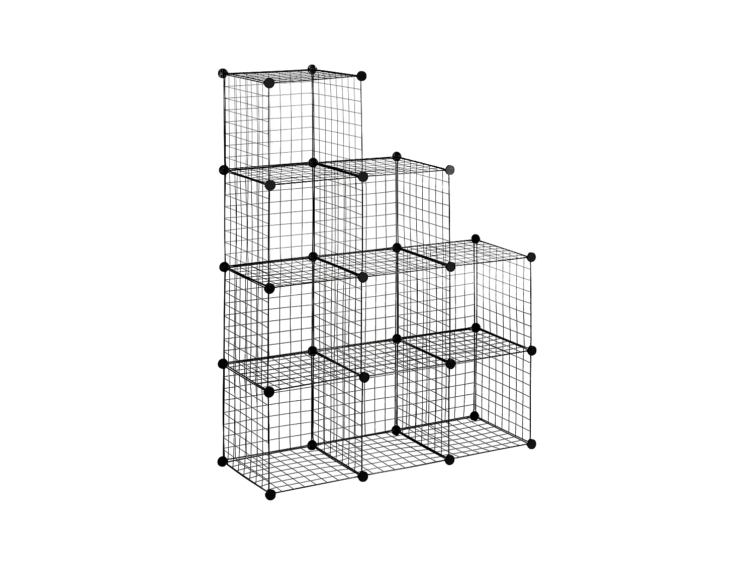 Bibliothèque modulaire en métal, 9 compartiments, noir (109x37x109 cm)