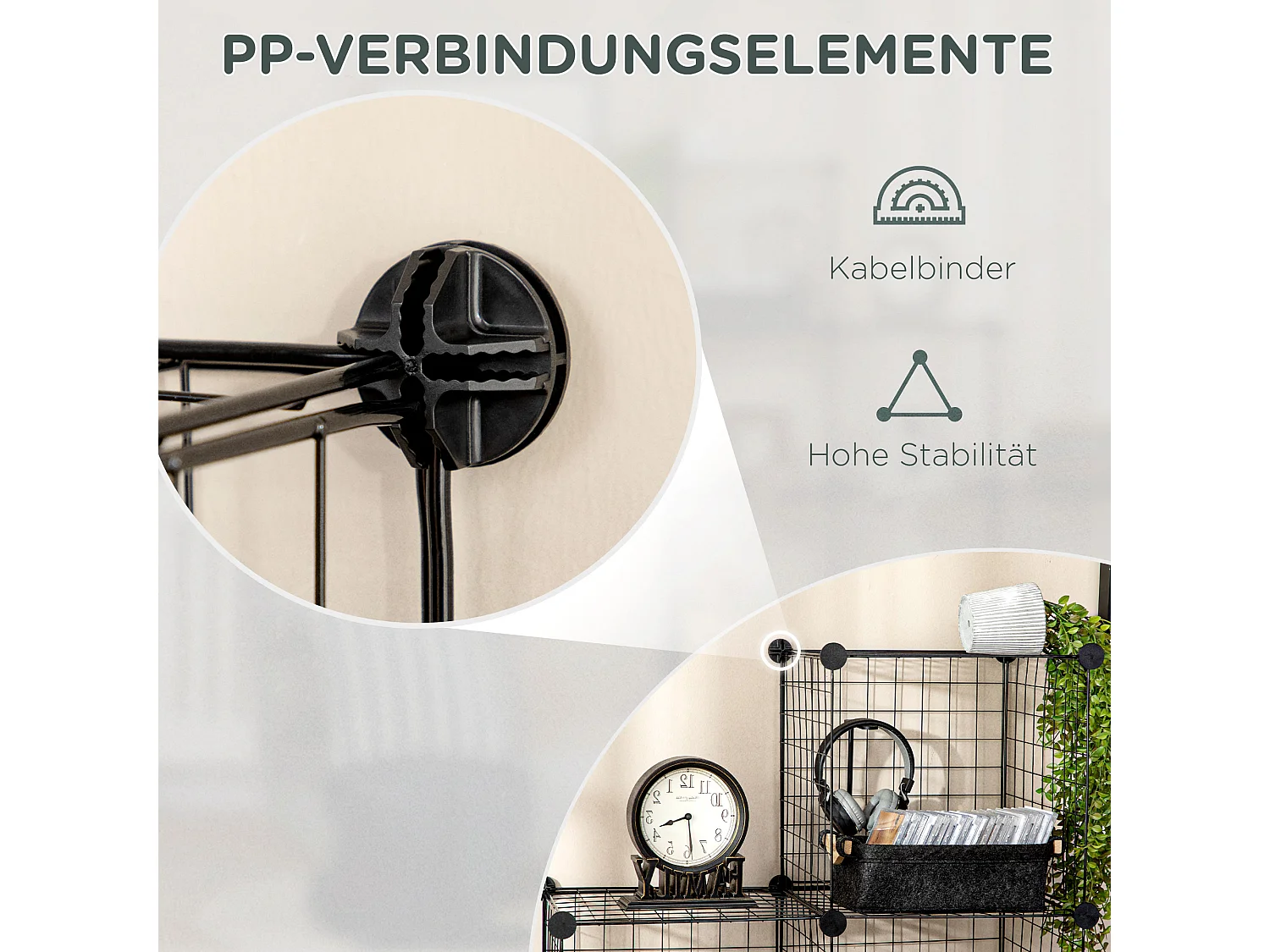 Bibliothèque modulaire en métal, 9 compartiments, noir (109x37x109 cm)