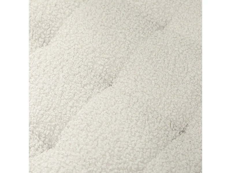 Pouf de rangement rond, tissu doux, bois massif, blanc (45x45x41 cm)