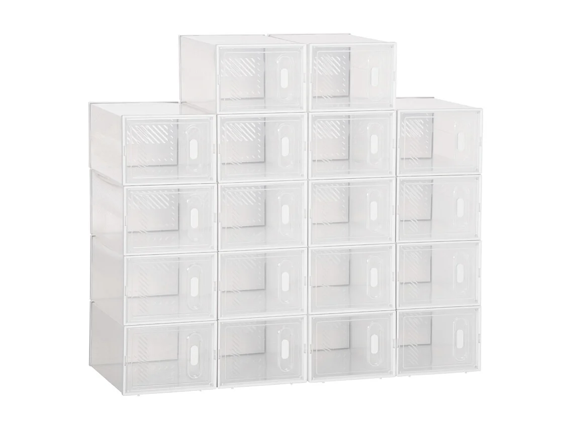 Scarpiera modulare con 18 scomparti, in plastica, trasparente (25x35x19 cm)