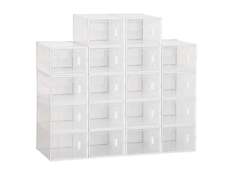 Scarpiera modulare con 18 scomparti, in plastica, trasparente (25x35x19 cm)