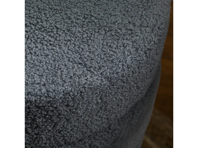 Hocker rond, Teddyfleece, jusqu'à 120kg, Gris foncé (Φ40x45 cm)