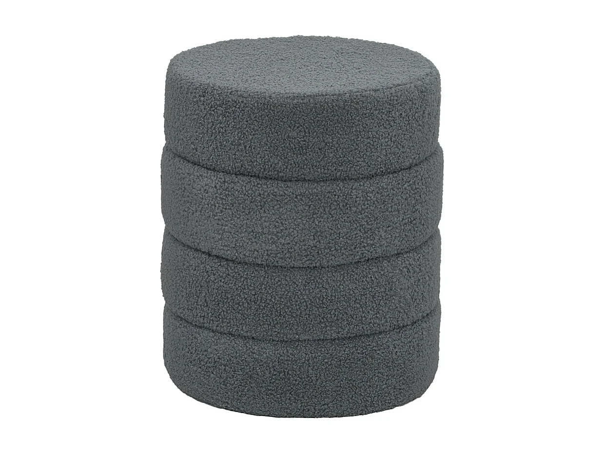 Hocker rond, Teddyfleece, jusqu'à 120kg, Gris foncé (Φ40x45 cm)