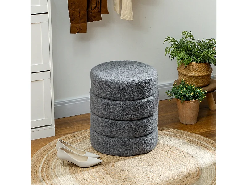 Coperta rotonda in pile Teddy, fino a 120 kg, grigio scuro (Φ40x45 cm)