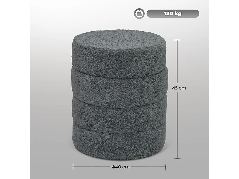 Coperta rotonda in pile Teddy, fino a 120 kg, grigio scuro (Φ40x45 cm)