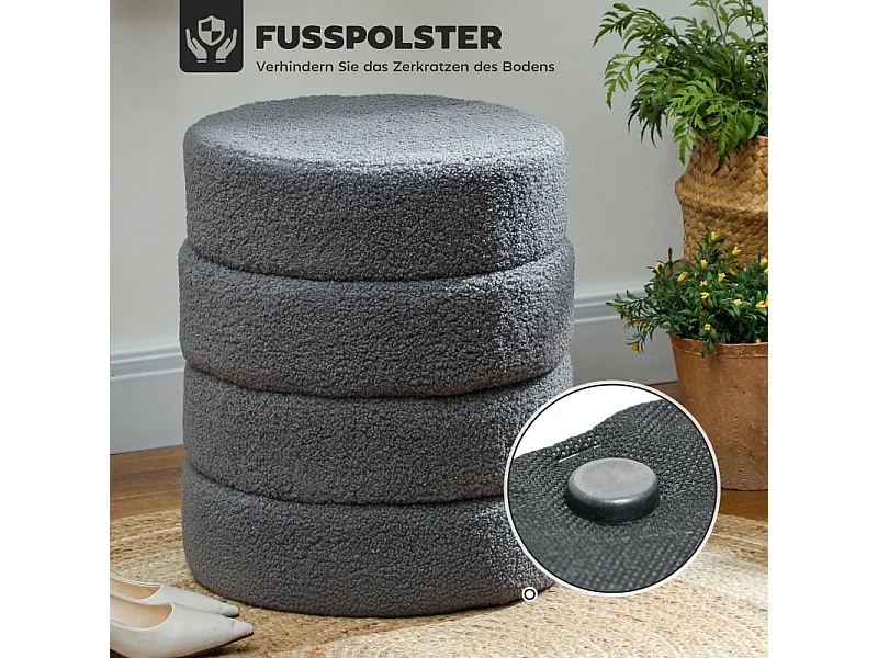 Coperta rotonda in pile Teddy, fino a 120 kg, grigio scuro (Φ40x45 cm)