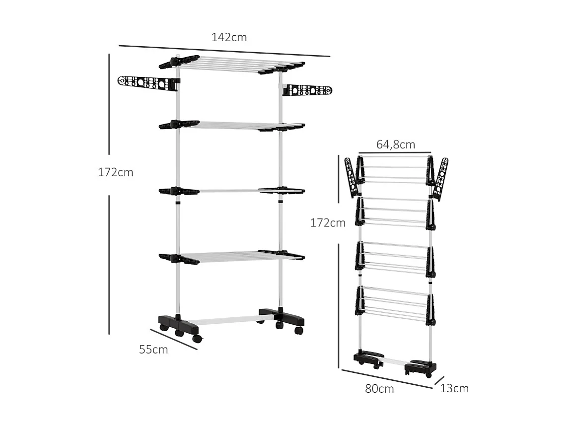 Meuble TV à portes sculptées, design moderne, MDF, noir et doré, avec 2 tiroirs et 2 compartiments (175x40x45 cm)