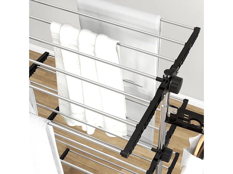 Meuble TV à portes sculptées, design moderne, MDF, noir et doré, avec 2 tiroirs et 2 compartiments (175x40x45 cm)