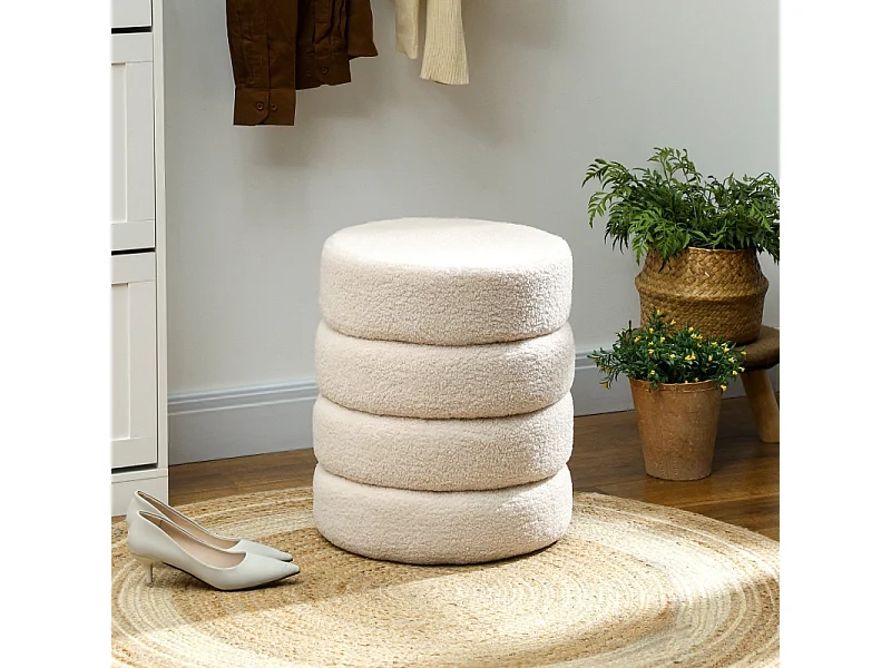Coperta rotonda in pile Teddy, fino a 120 kg, beige (Φ40x45 cm)