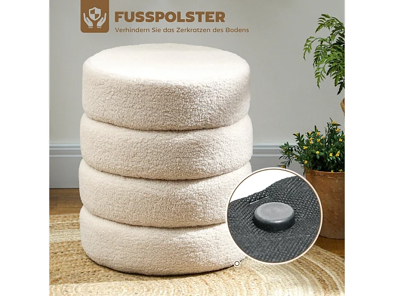 Coperta rotonda in pile Teddy, fino a 120 kg, beige (Φ40x45 cm)