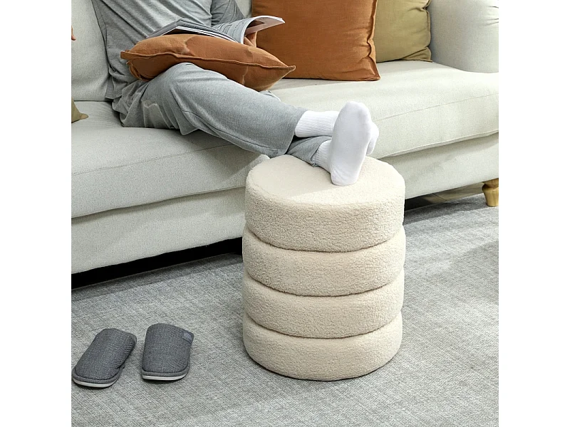 Coperta rotonda in pile Teddy, fino a 120 kg, beige (Φ40x45 cm)