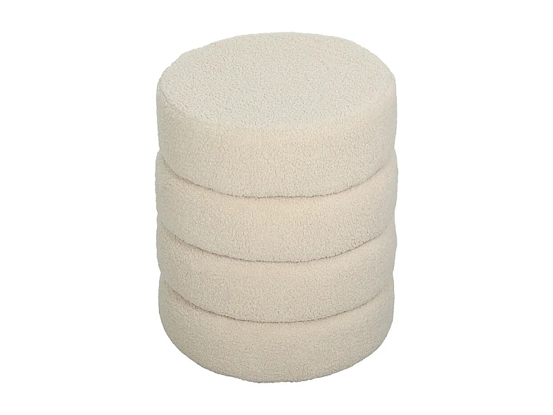 Hocker rond, Teddyfleece, jusqu'à 120kg, Beige (Φ40x45 cm)