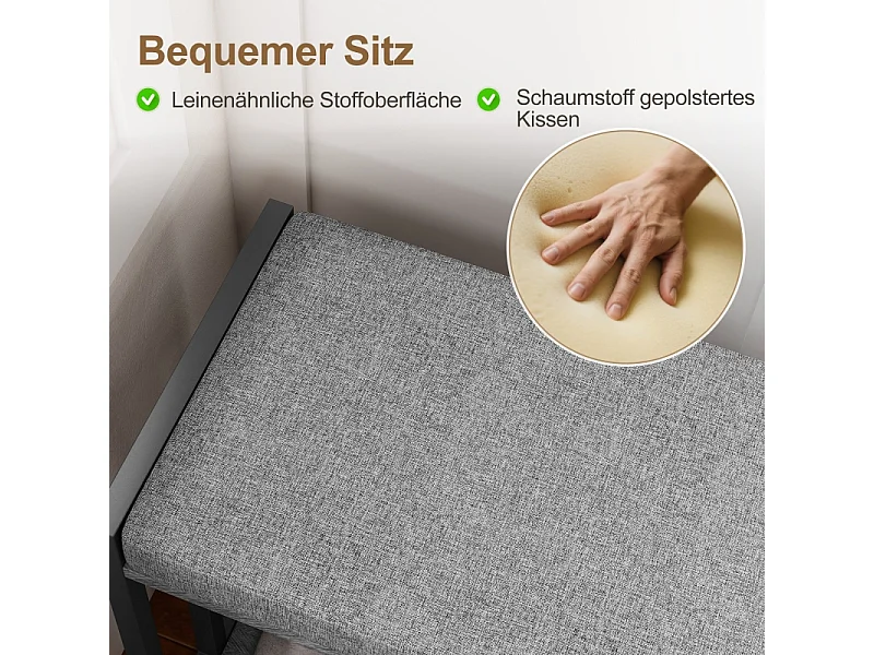 Scarpiera con panca, scarpiera a 3 ripiani, legno e metallo, grigio (86x30x45,4 cm)