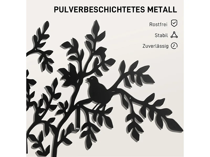 Appendiabiti da parete, design ad albero, metallo, nero (120x6x175 cm)