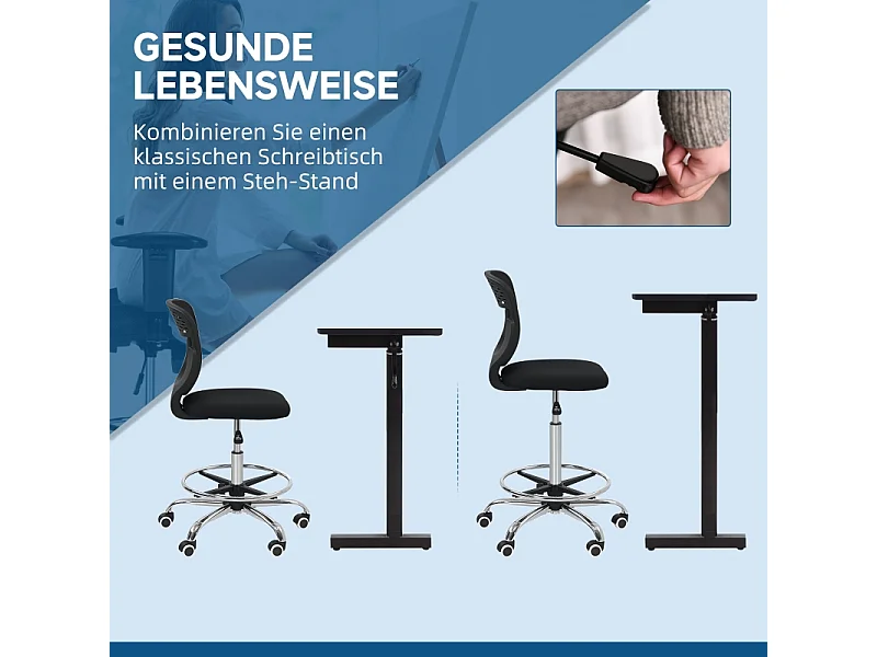 Sedia da ufficio ergonomica, regolabile in altezza, con poggiapiedi, nera, (59x59x106-126 cm)