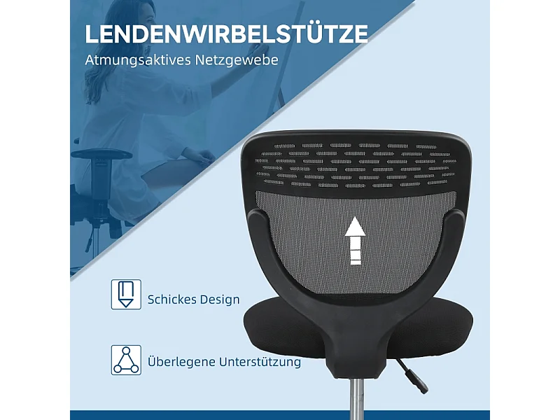 Sedia da ufficio ergonomica, regolabile in altezza, con poggiapiedi, nera, (59x59x106-126 cm)