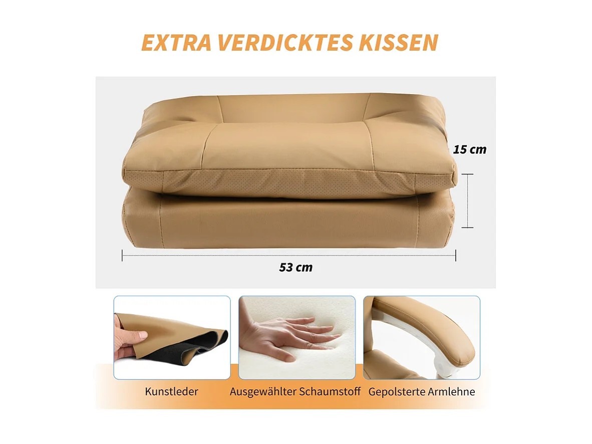 Sedia ergonomica da ufficio, similpelle, supporto lombare, beige, (65x76x113-121 cm)