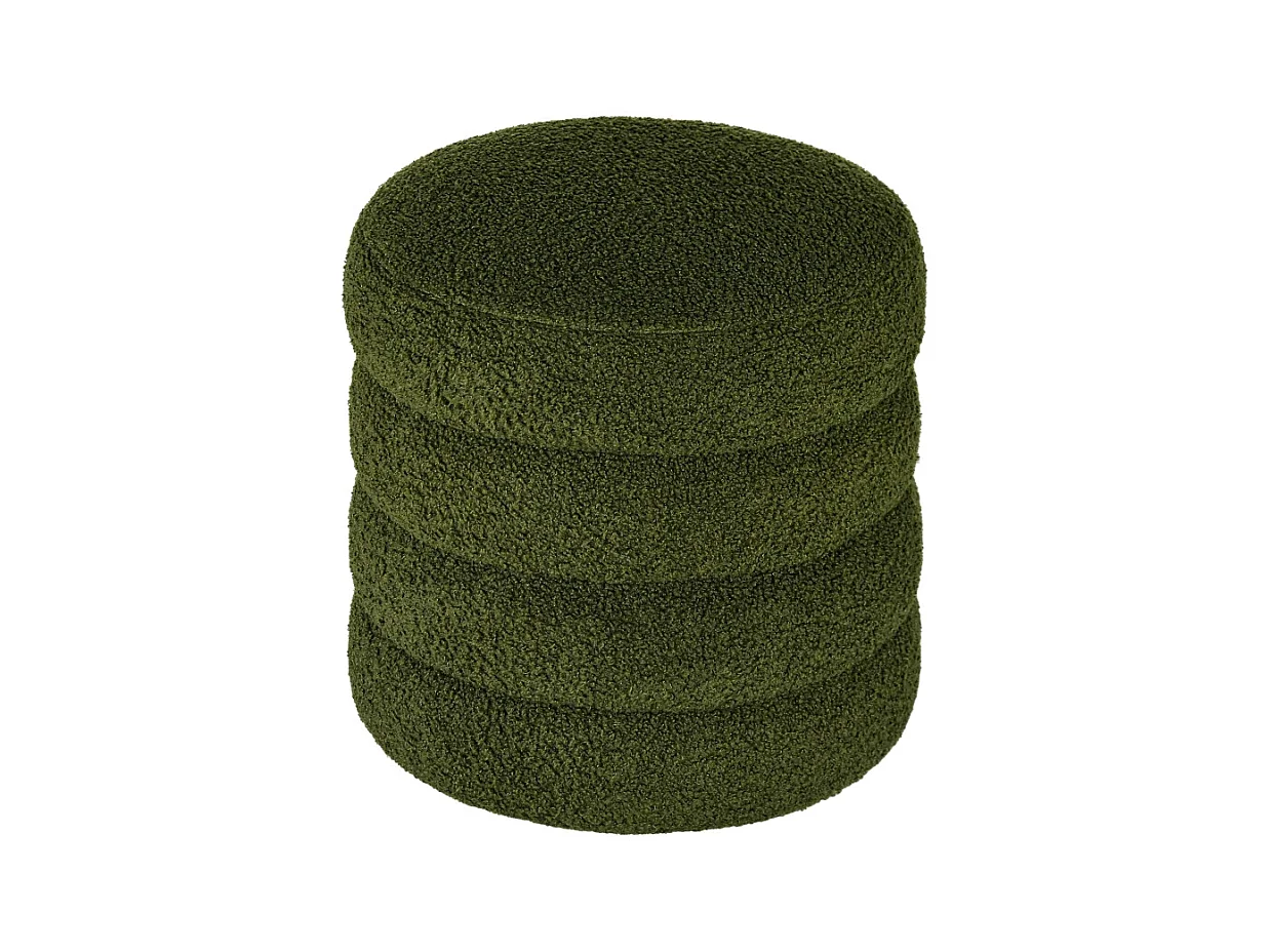 Pouf rond, tissu teddy-fleece, capacité de 120 kg, gris, (Φ40x45H cm)