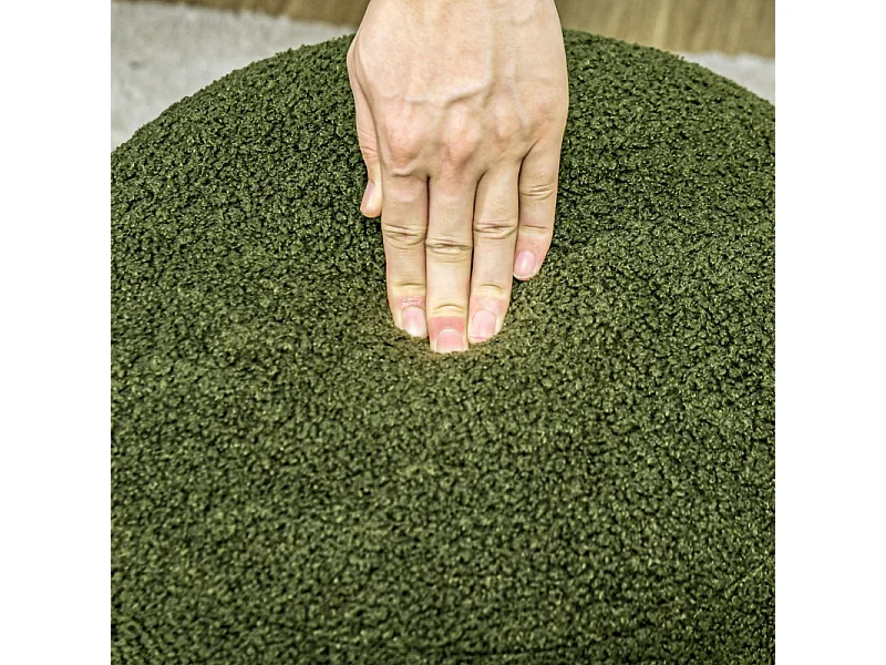 Pouf rond, tissu teddy-fleece, capacité de 120 kg, gris, (Φ40x45H cm)