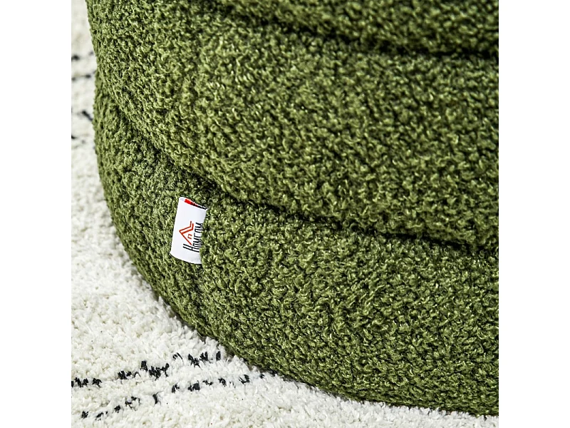 Pouf rond, tissu teddy-fleece, capacité de 120 kg, gris, (Φ40x45H cm)