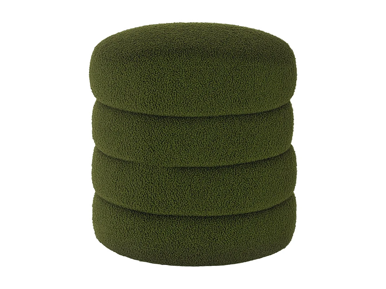 Pouf rond, tissu teddy-fleece, capacité de 120 kg, gris, (Φ40x45H cm)