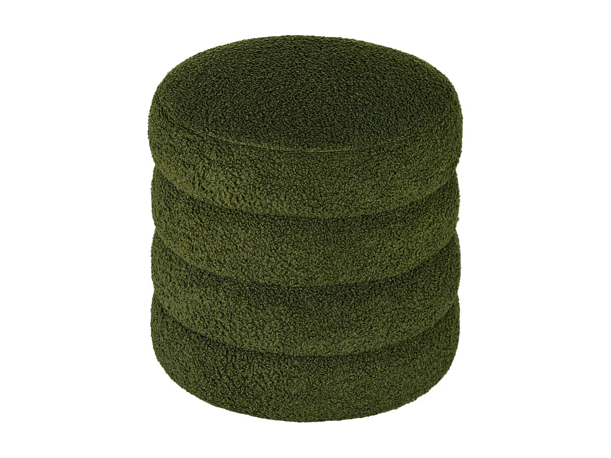Pouf rond, tissu teddy-fleece, capacité de 120 kg, gris, (Φ40x45H cm)