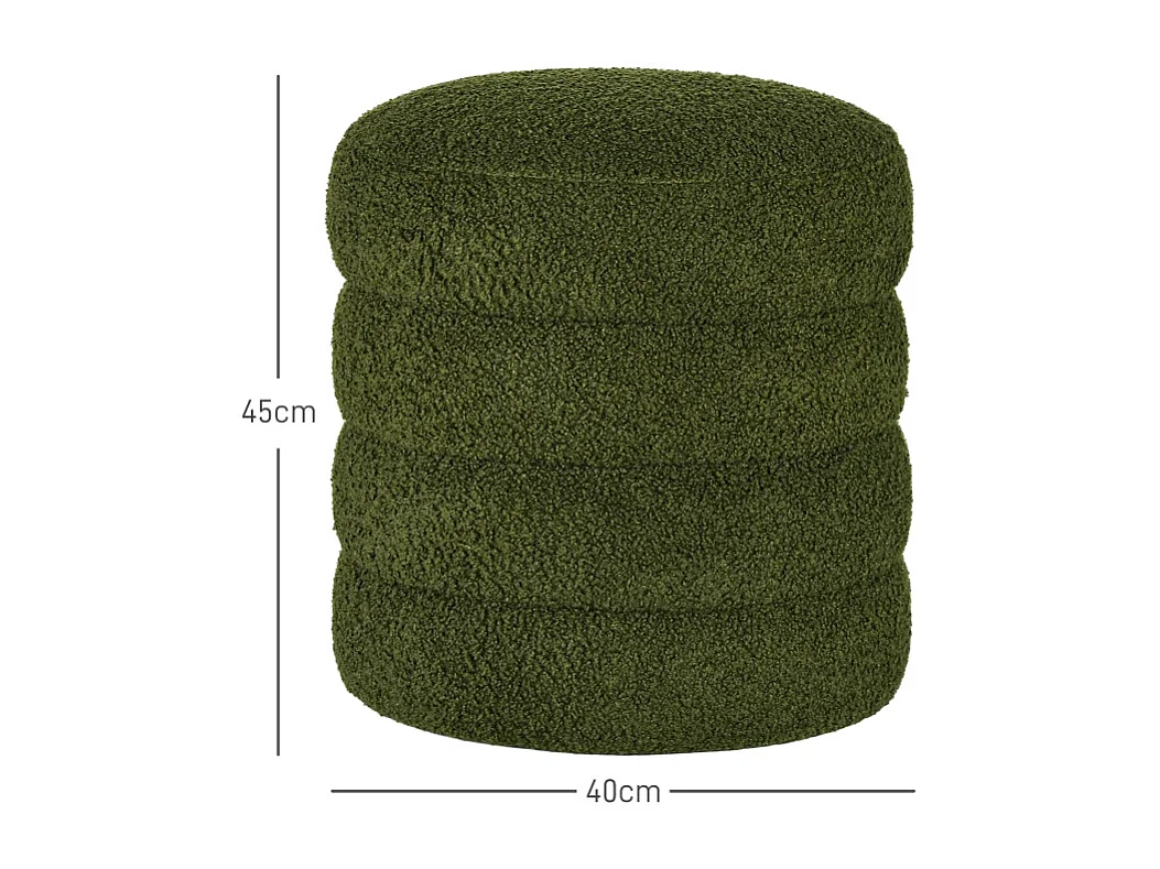 Pouf rond, tissu teddy-fleece, capacité de 120 kg, gris, (Φ40x45H cm)