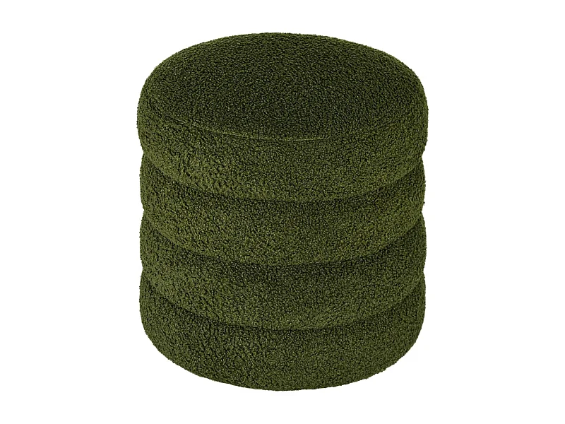 Pouf rond, tissu teddy-fleece, capacité de 120 kg, gris, (Φ40x45H cm)