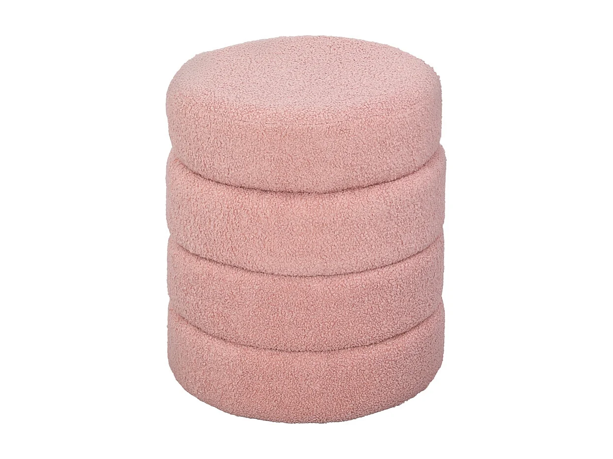 Tappeto rotondo in pile Teddy, facile da spostare, fino a 120 kg, rosa (Φ40x45 cm)