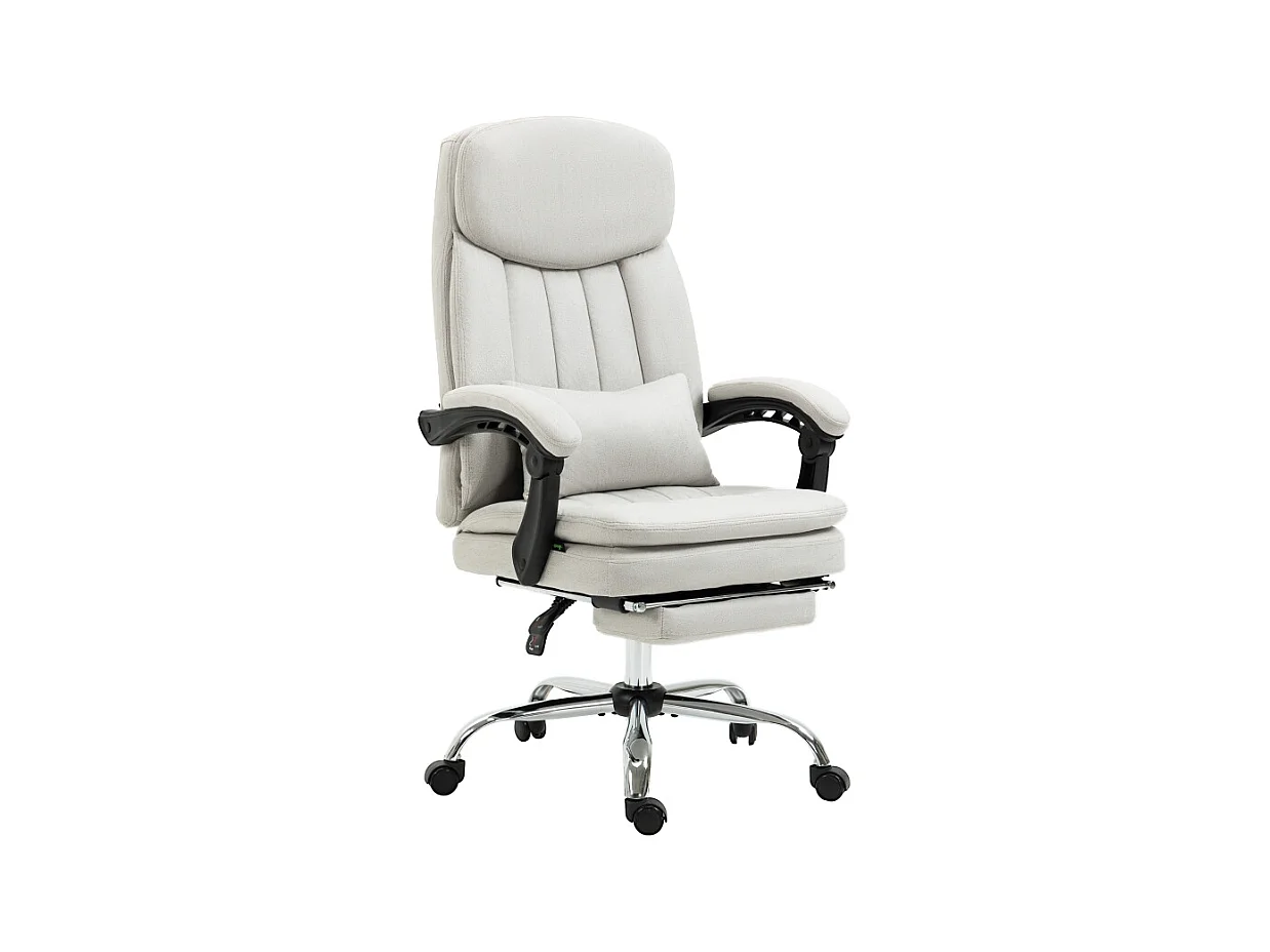 Chaise de bureau avec massage et chauffage, microfibre, crème (66x67x110-118 cm)
