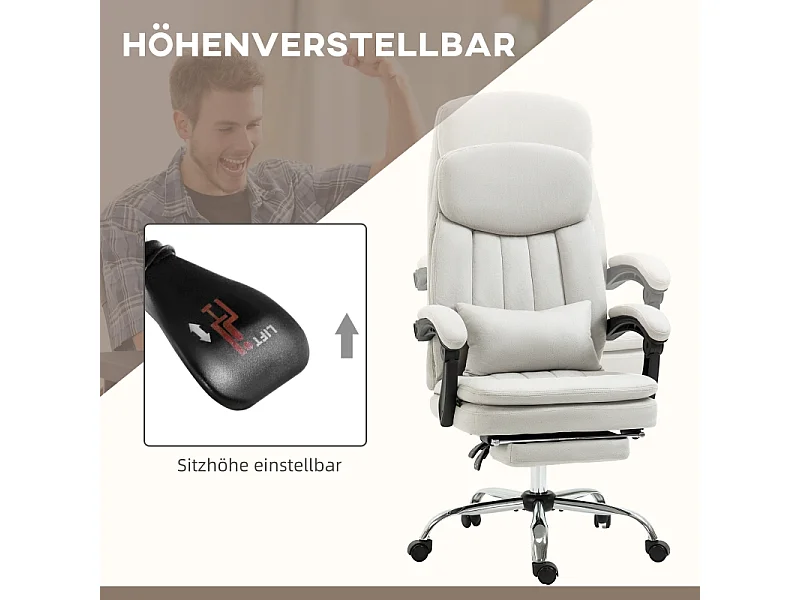 Sedia da ufficio con massaggio e riscaldamento, microfibra, crema (66x67x110-118 cm)