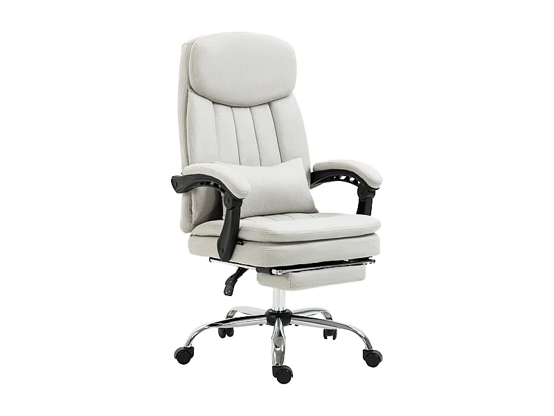 Chaise de bureau avec massage et chauffage, microfibre, crème (66x67x110-118 cm)