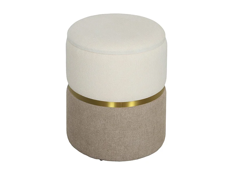 Pouf de rangement, avec couvercle, métal, design bicolore, crème et blanc (36x36x44 cm)
