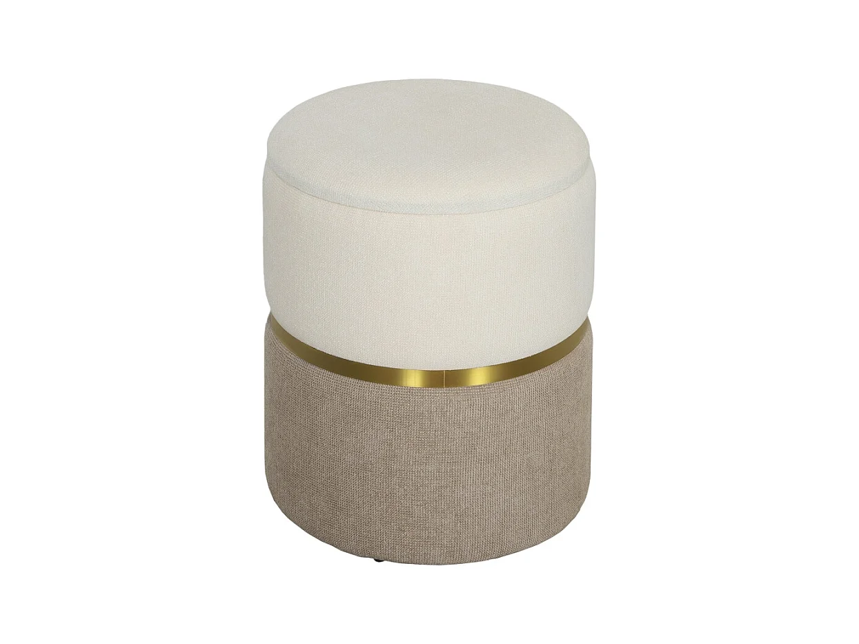 Pouf de rangement, avec couvercle, métal, design bicolore, crème et blanc (36x36x44 cm)