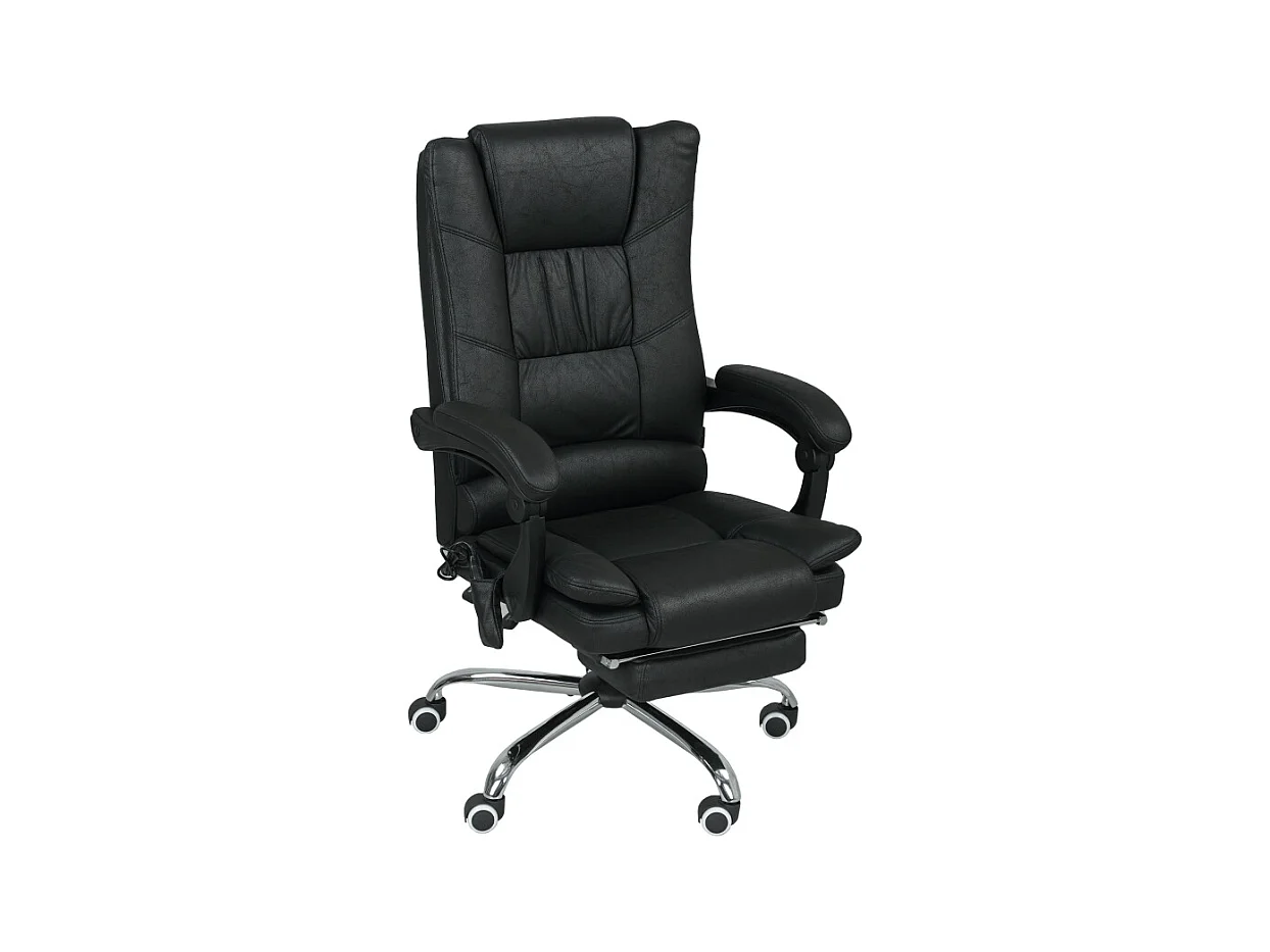 Fauteuil de bureau avec massage, inclinaison réglable, tissu microfibre, noir, (64x70x118 cm)