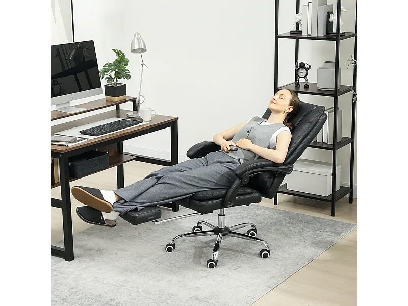 Sedia da ufficio con massaggio, inclinazione regolabile, tessuto in microfibra, nero, (64x70x118 cm)