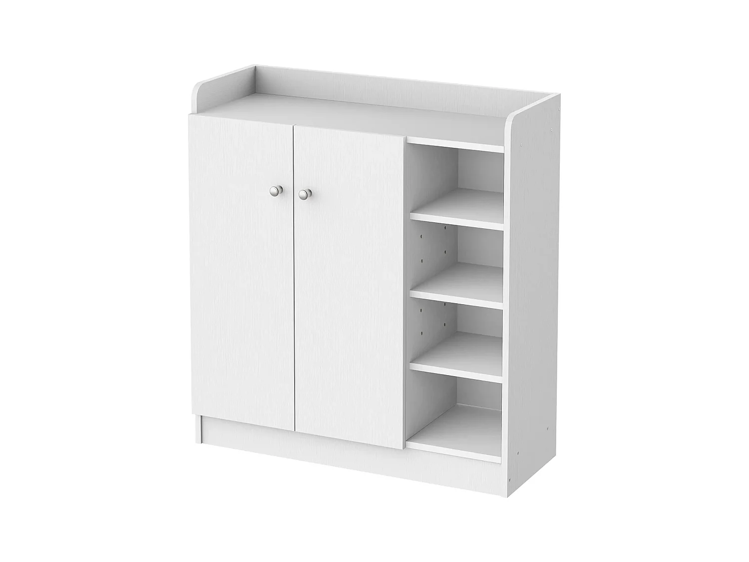 Meuble à chaussures avec 2 portes et 4 étagères, bois, blanc (83x30x90 cm)